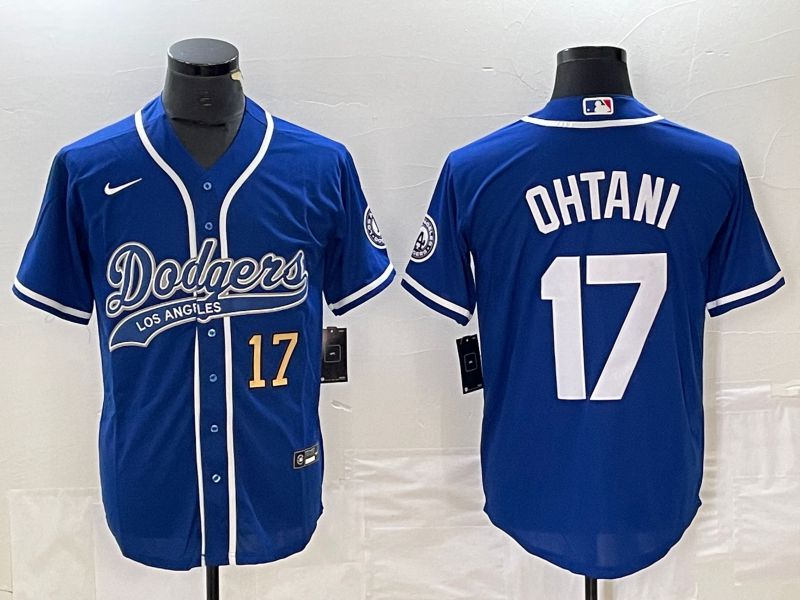 Men Los Angeles Dodgers #17 Ohtani Blue Nike Game MLB Jersey style 4